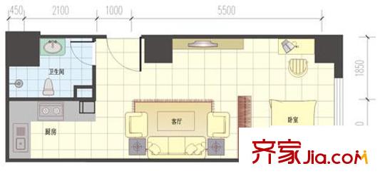 QQ生活館戶型圖1室1廳1衛(wèi)1廚 戶型圖 1室1廳1衛(wèi)1廚
