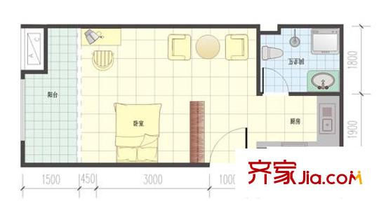 QQ生活館戶型圖1室1廳1衛(wèi)1廚 戶型圖 1室1廳1衛(wèi)1廚
