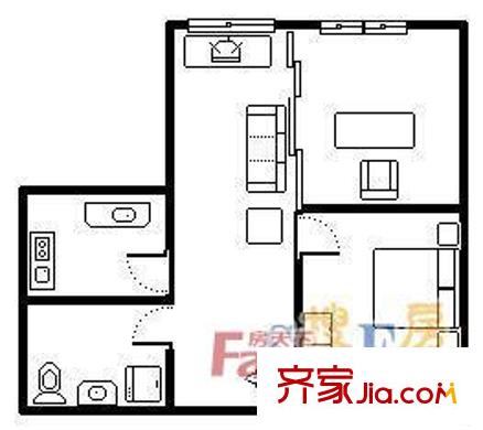 鴻銘中心南苑戶(hù)型圖1室1廳1衛(wèi)1廚 戶(hù)型圖 1室1廳1衛(wèi)1廚