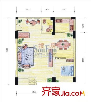 新青年公寓二室二廳戶型圖