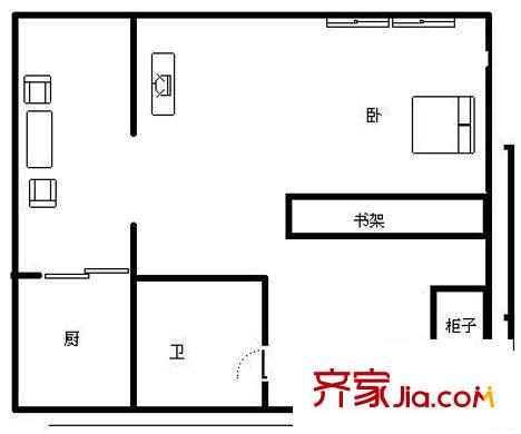新青年公寓戶型圖1室1廳1衛(wèi)1廚  戶型圖 1室1廳1衛(wèi)1廚