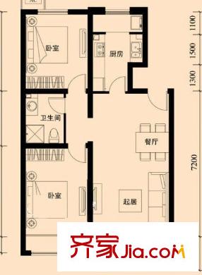 蘭景花園戶型圖兩室兩廳一衛(wèi) 2室2廳1衛(wèi)1廚