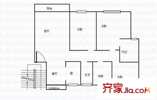 錦泰家園戶型圖4室2廳2衛(wèi)1廚  戶型圖 4室2廳2衛(wèi)1廚