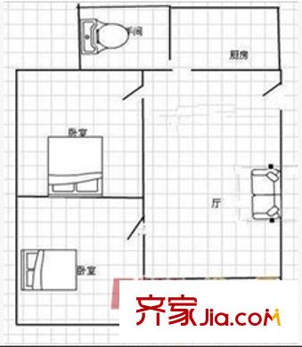 阿彌嶺社區(qū)戶型圖2室1廳 戶型圖 2室1廳1衛(wèi)1廚