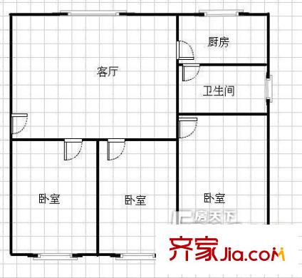 長重宿舍戶型圖3室1廳 戶型圖 3室1廳1衛(wèi)1廚