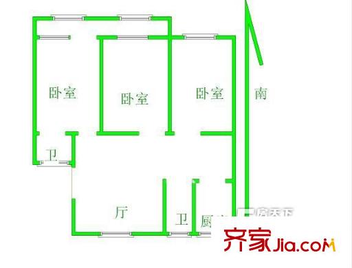 景江東方戶型圖3室1廳1衛(wèi)1廚 戶型圖 3室1廳1衛(wèi)1廚