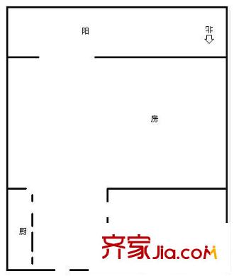 景江東方戶型圖1室1廳1衛(wèi)1廚  戶型圖 1室1廳1衛(wèi)1廚