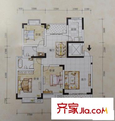 長(zhǎng)房東方人家戶型圖P2戶型 3室2廳2衛(wèi)