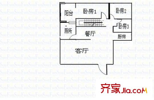 同升湖山莊戶型圖3室2廳2衛(wèi)1廚  戶型圖 3室2廳2衛(wèi)1廚