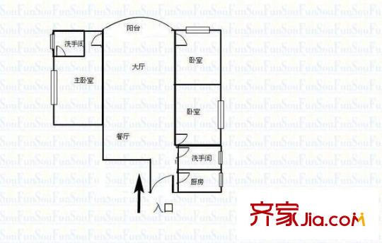城市花園戶型圖3室2廳2衛(wèi)1廚  戶型圖 3室2廳2衛(wèi)1廚