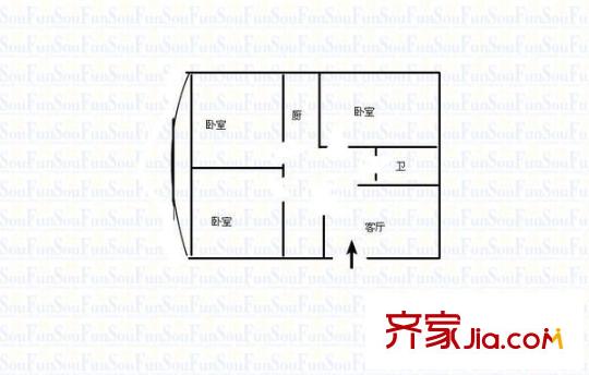 都市先鋒戶型圖3室2廳2衛(wèi)1廚  戶型圖 3室2廳2衛(wèi)1廚