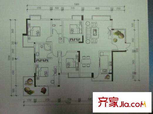 凱樂湘園二期戶型圖4室2廳 戶型圖 4室2廳2衛(wèi)