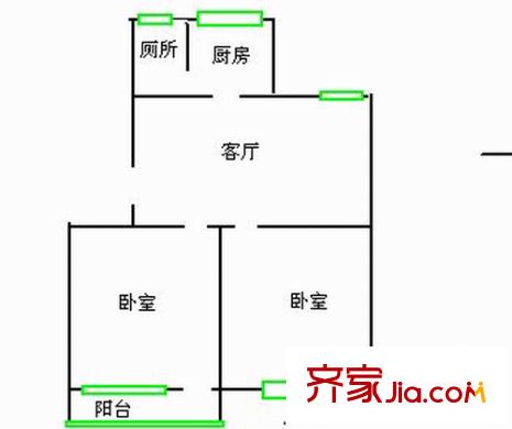 赤崗小區(qū)戶型圖2室1廳1衛(wèi)1廚 戶型圖 2室1廳1衛(wèi)1廚