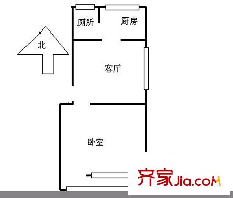 赤崗小區(qū)戶型圖1室1廳1衛(wèi)1廚  戶型圖 1室1廳1衛(wèi)1廚