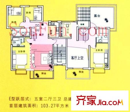 景灣小區(qū)戶型圖5室2廳  戶型圖 5室2廳3衛(wèi)1廚