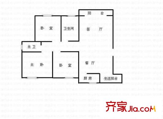 長沙南苑小區(qū)戶型圖3室2廳2衛(wèi)1廚 戶型圖 3室2廳2衛(wèi)1廚