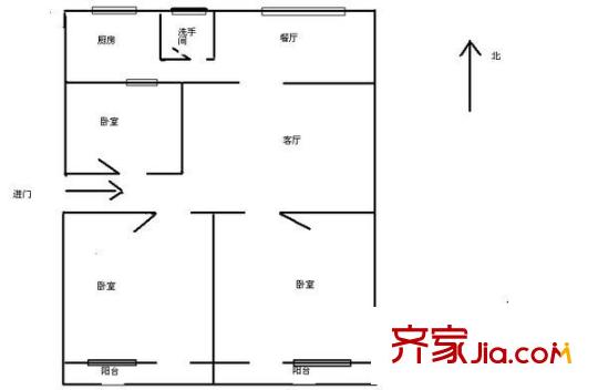 左家塘武警宿舍戶型圖3室2廳 戶型圖 3室2廳2衛(wèi)1廚