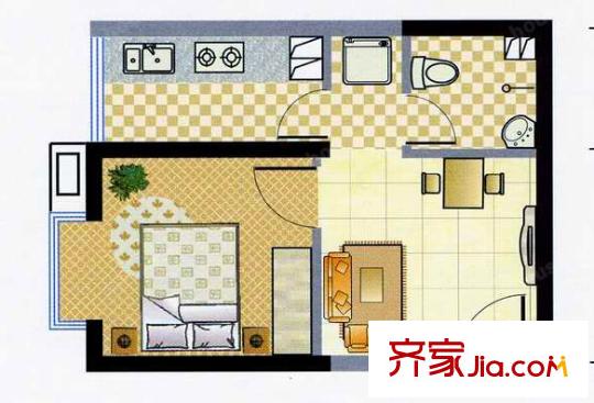 中天廣場(chǎng)國際公寓戶型圖1室2廳 戶型圖 1室2廳1衛(wèi)1廚