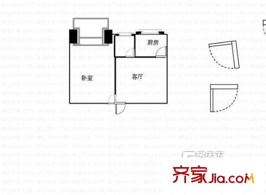 信和苑戶型圖1室1廳 戶型圖 1室1廳1衛(wèi)1廚