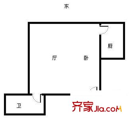 自由.COM戶型圖1室1廳 戶型圖 1室1廳1衛(wèi)1廚
