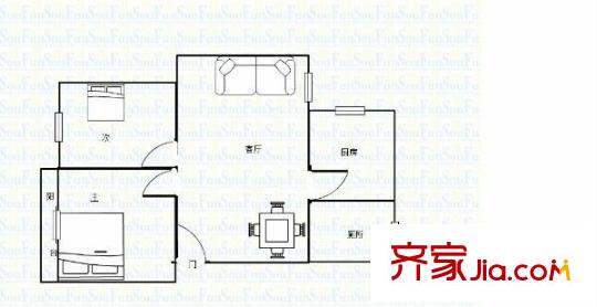 牛婆塘文明社區(qū) 2室 戶型圖