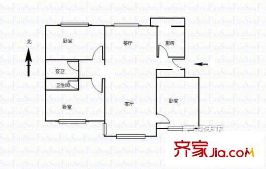 牛婆塘文明社區(qū)戶型圖3室2廳2衛(wèi)1廚 戶型圖 3室2廳2衛(wèi)1廚
