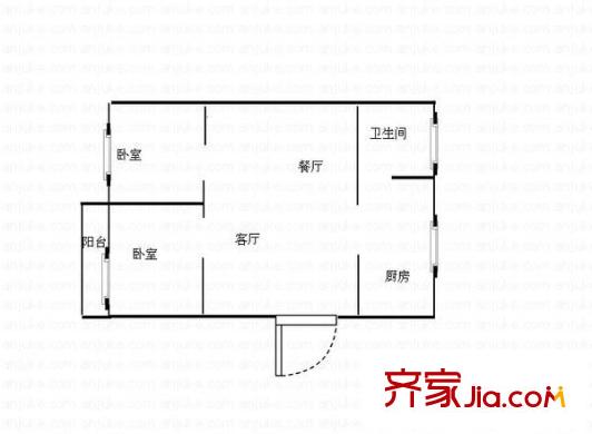 牛婆塘文明社區(qū)戶型圖2室2廳1衛(wèi)1廚  戶型圖 2室2廳1衛(wèi)1廚