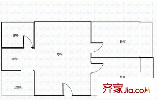 桂花公寓戶型圖2室2廳1衛(wèi)1廚  戶型圖 2室2廳1衛(wèi)1廚