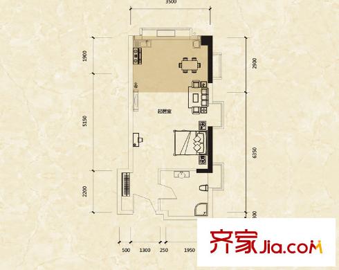 藍(lán)灣國際廣場一期C5戶型 1室1廳1衛(wèi)