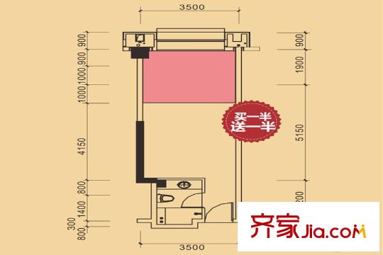 藍(lán)灣國際廣場C座03戶型 1室1衛(wèi)1廚