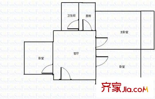 赤崗小區(qū)戶型圖3室1廳1衛(wèi)1廚 戶型圖 3室1廳1衛(wèi)1廚