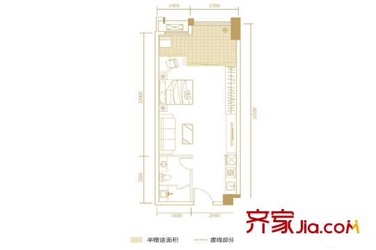 博雅例外1棟A戶型 1室1廳1衛(wèi)1廚