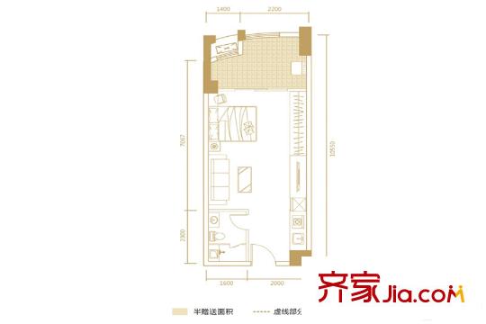 博雅例外1棟B戶型 1室1廳1衛(wèi)1廚