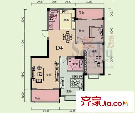 冠豪星城雅郡1棟D4三室二廳二衛(wèi)  3室2廳2衛(wèi)1廚