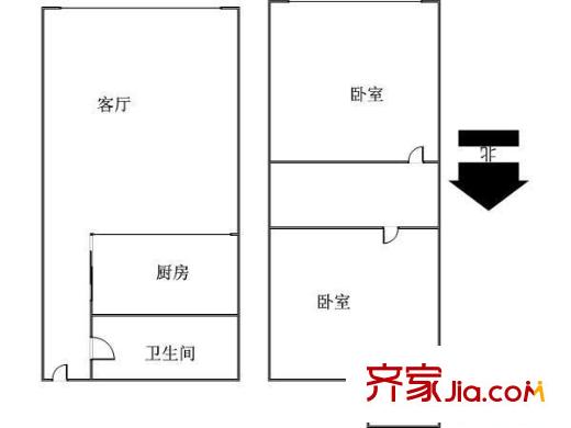 宏景名廈戶型圖2室2廳 戶型圖 2室2廳1衛(wèi)1廚