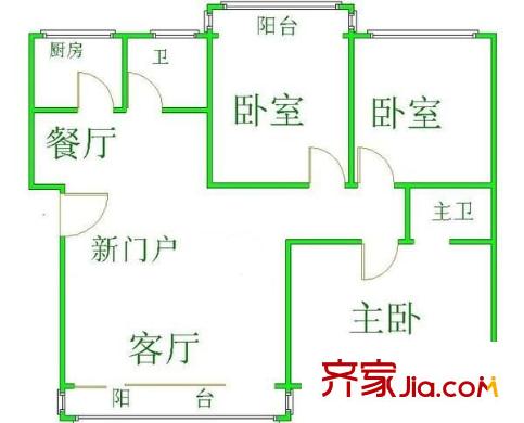 長沙南苑小區(qū)戶型圖3室2廳2衛(wèi)1廚 戶型圖 3室2廳2衛(wèi)1廚