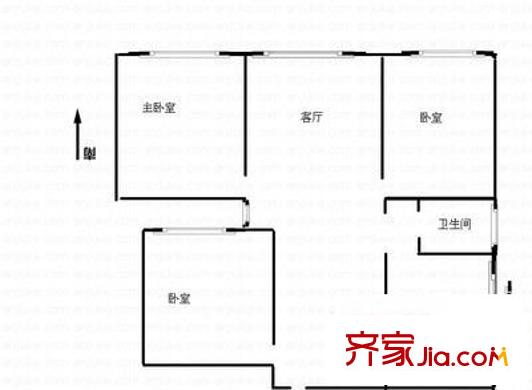 左家塘武警宿舍戶型圖3室2廳 戶型圖 3室2廳1衛(wèi)1廚