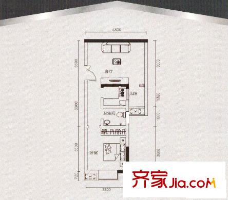 鑫遠A派戶型圖A1戶型 1室1廳1衛(wèi)