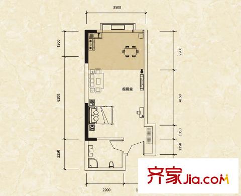 藍(lán)灣國際廣場一期C2戶型 1室1廳1衛(wèi)