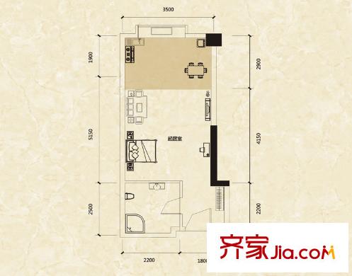 藍(lán)灣國際廣場一期B5戶型 1室1廳1衛(wèi)1廚
