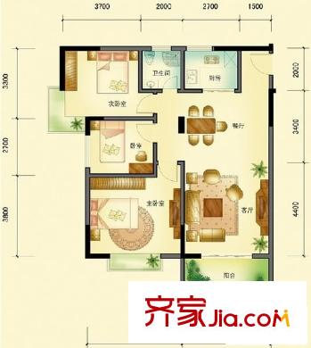 鑫湘佳園戶型圖3室2廳2衛(wèi)1廚  戶型圖 3室2廳2衛(wèi)1廚