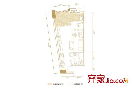 博雅例外1棟E戶型 1室1廳1衛(wèi)1廚