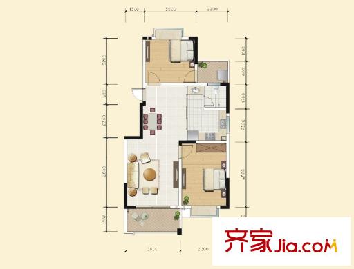 冠豪星城雅郡三期C戶型 3室2廳2衛(wèi)1廚