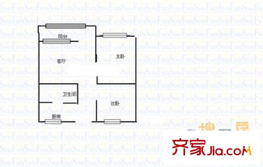 鐵道學(xué)院教師宿舍戶型圖3室1廳 戶型圖 3室1廳1衛(wèi)1廚