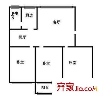 涂家沖社區(qū)戶型圖3室2廳2衛(wèi)1廚  戶型圖 3室2廳2衛(wèi)1廚