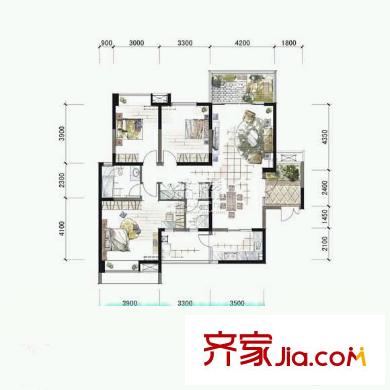 榮鑫家園戶型圖3室2廳 戶型圖 3室2廳2衛(wèi)1廚