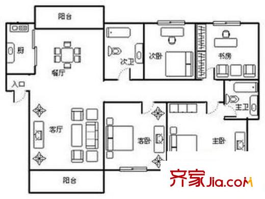 湘林小區(qū)戶型圖4室2廳 戶型圖 4室2廳2衛(wèi)1廚