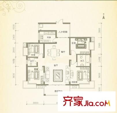 鑫遠A派戶型圖5棟四房戶型 4室2廳2衛(wèi)