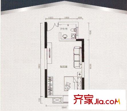 鑫遠A派戶型圖A3戶型 1室1廳1衛(wèi)