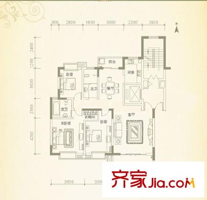 鑫遠A派戶型圖3棟三房戶型 3室2廳2衛(wèi)